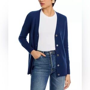C by Bloomingdale's Cashmere - Cobalt Blue Cashmere Grandfather Cardigan